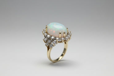 Opal & Diamond Sunburst Ring