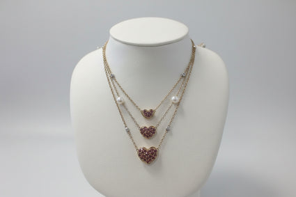 Diamond Pearl and Garnet Necklace