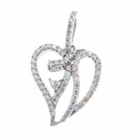 14K White Gold Intricate Ribbon Heart Pendant