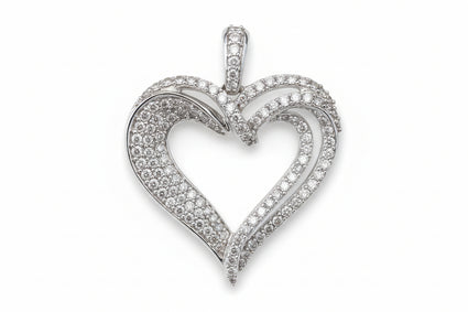 Diamond Layered Ribbon Heart Pendant