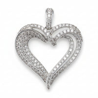Diamond Layered Ribbon Heart Pendant