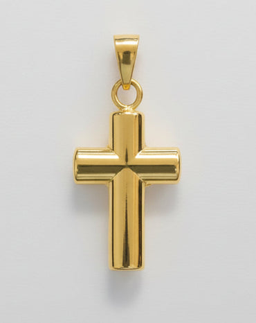14K Yellow Gold Polished Puffed Cross Pendant