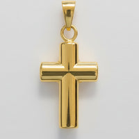 14K Yellow Gold Polished Puffed Cross Pendant