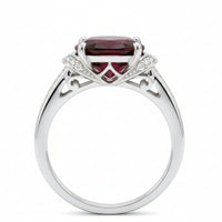 14K White Gold Oval Garnet & Diamond Filigree Ring
