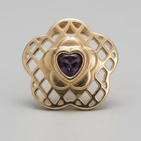 14K Yellow Gold Floral Amethyst Pendant