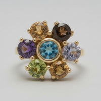 Multi-Gemstone Floral Cluster Pendant