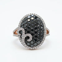 14K Rose Gold 1.89TW Black & White Diamond Filigree Statement Ring