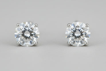 14K White Gold 1.00 CTW Round Brilliant Diamond Stud Earrings