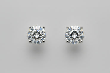 1.72 CTW Round Brilliant Diamond Stud Earrings in 14K White Gold