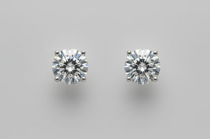 1.72 CTW Round Brilliant Diamond Stud Earrings in 14K White Gold