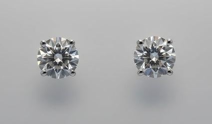 1.62 CTW Round Brilliant Cut Diamond Studs in 14K White Gold
