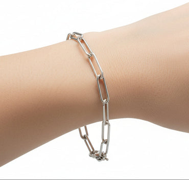 Sterling Silver Paperclip Bracelet – 3.5mm Modern Oval Link