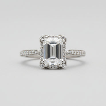 Emerald-Cut Halo Engagement Ring