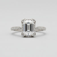 Emerald-Cut Halo Engagement Ring