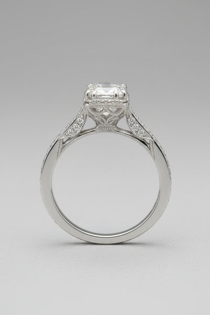 Emerald-Cut Halo Engagement Ring