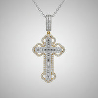 10K Gold 3/4 CTW Diamond Cross Pendant