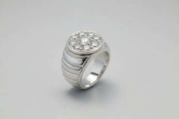 Silver Cubic Zirconia Cluster Ring