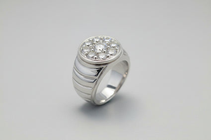 Silver Cubic Zirconia Cluster Ring