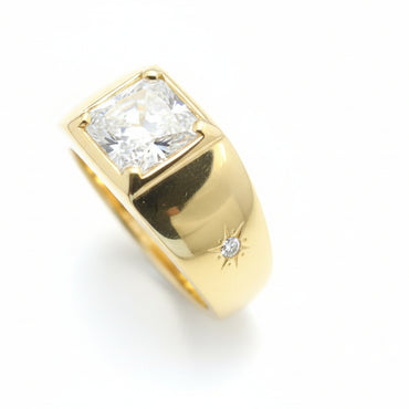 14K Gold 1.02 CTW Diamond Star-Etched Signet Ring