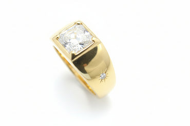 14K Gold 1.02 CTW Diamond Star-Etched Signet Ring