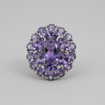 Amethyst Cluster Statement Ring