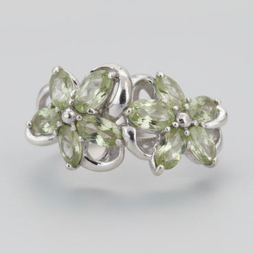 Peridot Double Flower Statement Ring