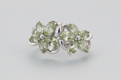 Peridot Double Flower Statement Ring