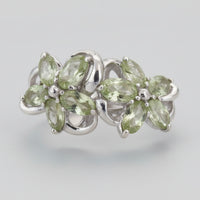 Peridot Double Flower Statement Ring