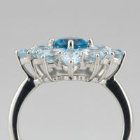 Blue Topaz Floral Statement Ring