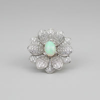 Radiant Bloom Opal & CZ Flower Ring