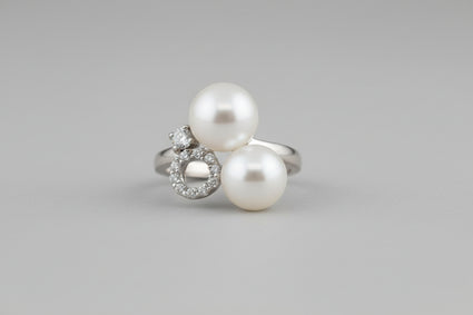 Double Pearl & Halo Orbit Ring