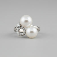 Double Pearl & Halo Orbit Ring