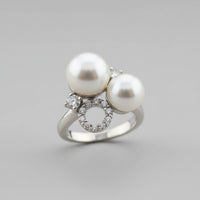 Double Pearl & Halo Orbit Ring