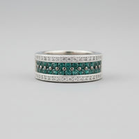 Vintage-Style Emerald & White CZ Pavé Band