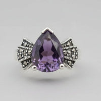Art Deco Pear Amethyst & Marcasite-Style Ring
