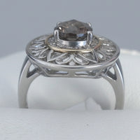 Victorian Filigree Smoky Quartz & Diamond Ring
