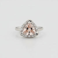 Silvertone Champagne Trillion Halo Ring