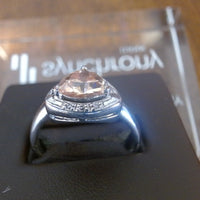 Silvertone Champagne Trillion Halo Ring