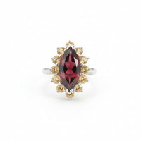 Garnet & Citrine Marquise Halo Ring