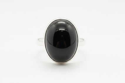 Sterling Silver Oval Onyx Statement Ring