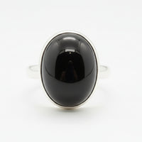 Sterling Silver Oval Onyx Statement Ring