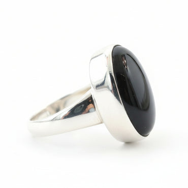 Sterling Silver Oval Onyx Statement Ring