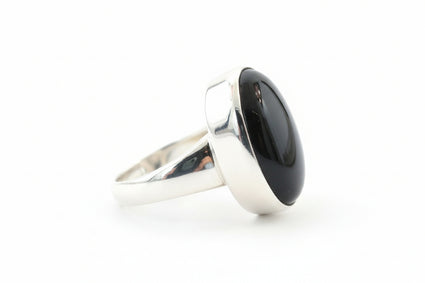 Sterling Silver Oval Onyx Statement Ring