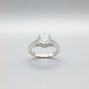 Round Brilliant Cut Cubic Zirconia Engagement Ring