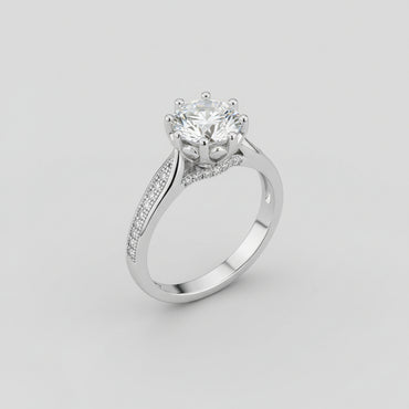 Round Brilliant Cut Cubic Zirconia Engagement Ring