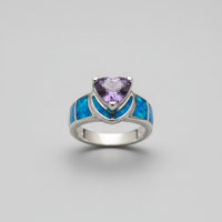 Opal Inlay & Amethyst-Tone Ring