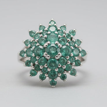 Emerald Starburst Cluster Statement Ring