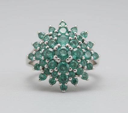 Emerald Starburst Cluster Statement Ring