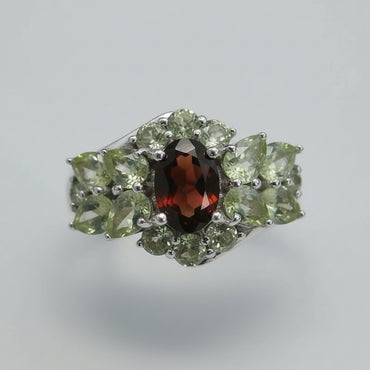 Mozambique Garnet and Peridot Statement Ring