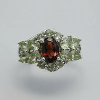 Mozambique Garnet and Peridot Statement Ring